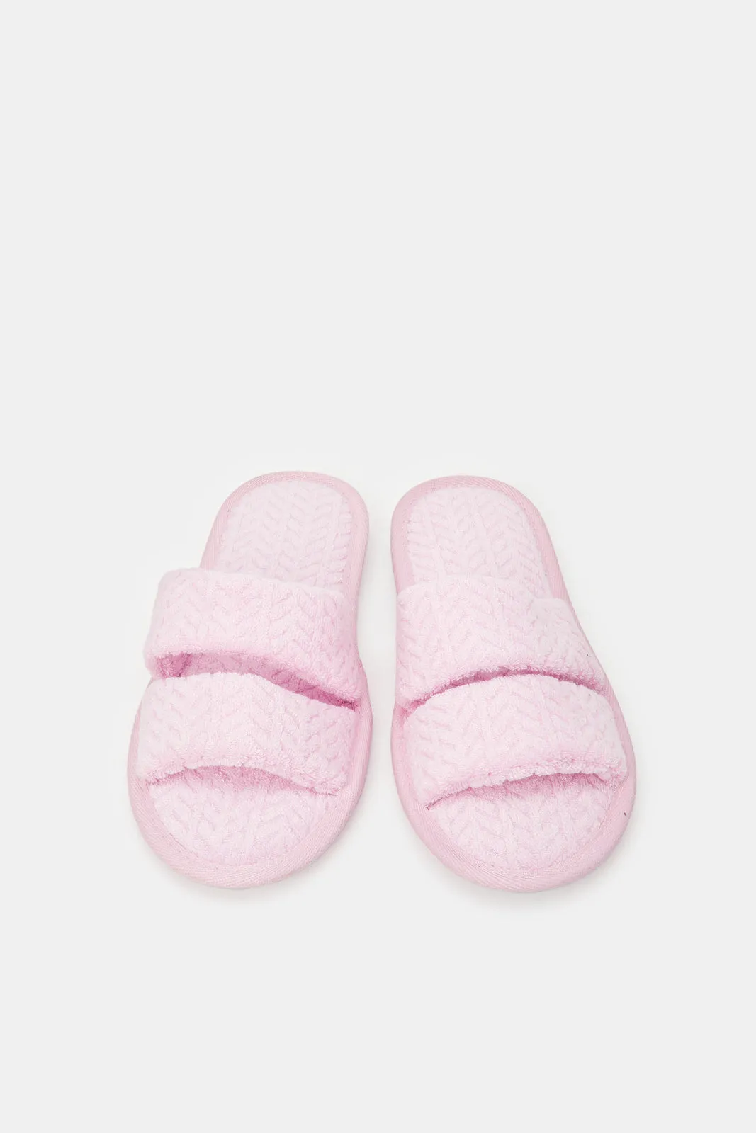 Women Pink Textured Strappy Slipper