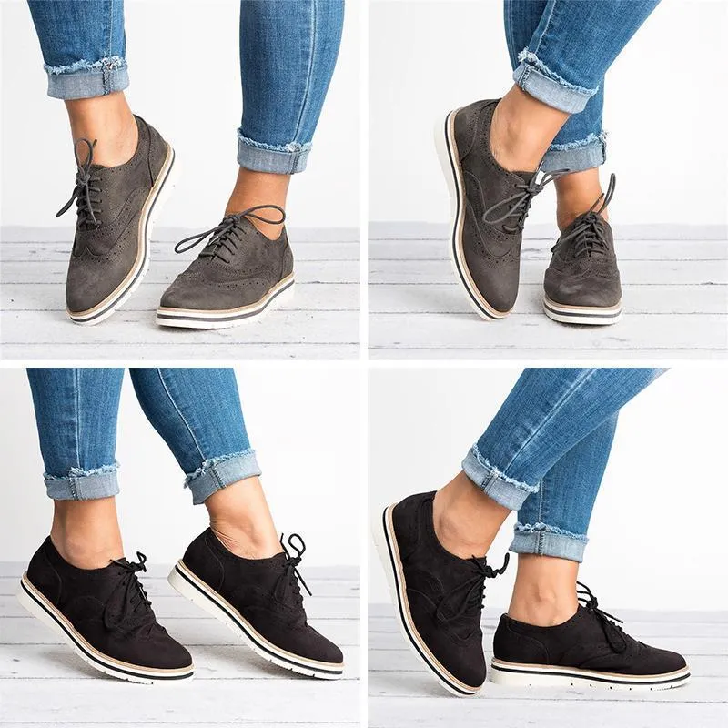 Women's flat suede casual shoes round toe